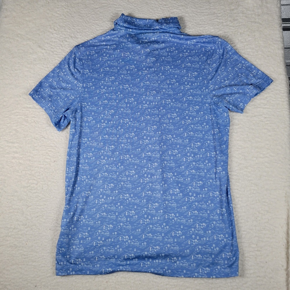 J.Crew Performance Polo Mens Size M Blue Golf Course Palm Tree Print Stretch - Picture 8 of 9